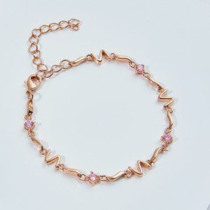 18K Rose Gold Pink Cubic Zirconia Bracelet